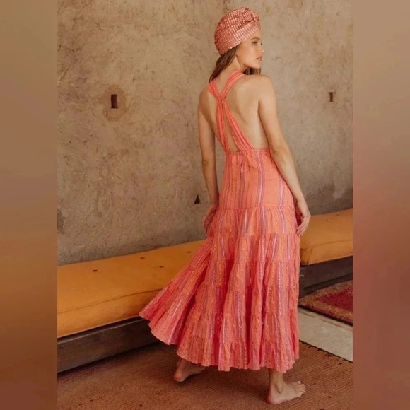 SUNDRESS Suzie Maxi Dress Sao Paolo Rainbow Metallic Stripe Pink Size Large NWT - Picture 3 of 9